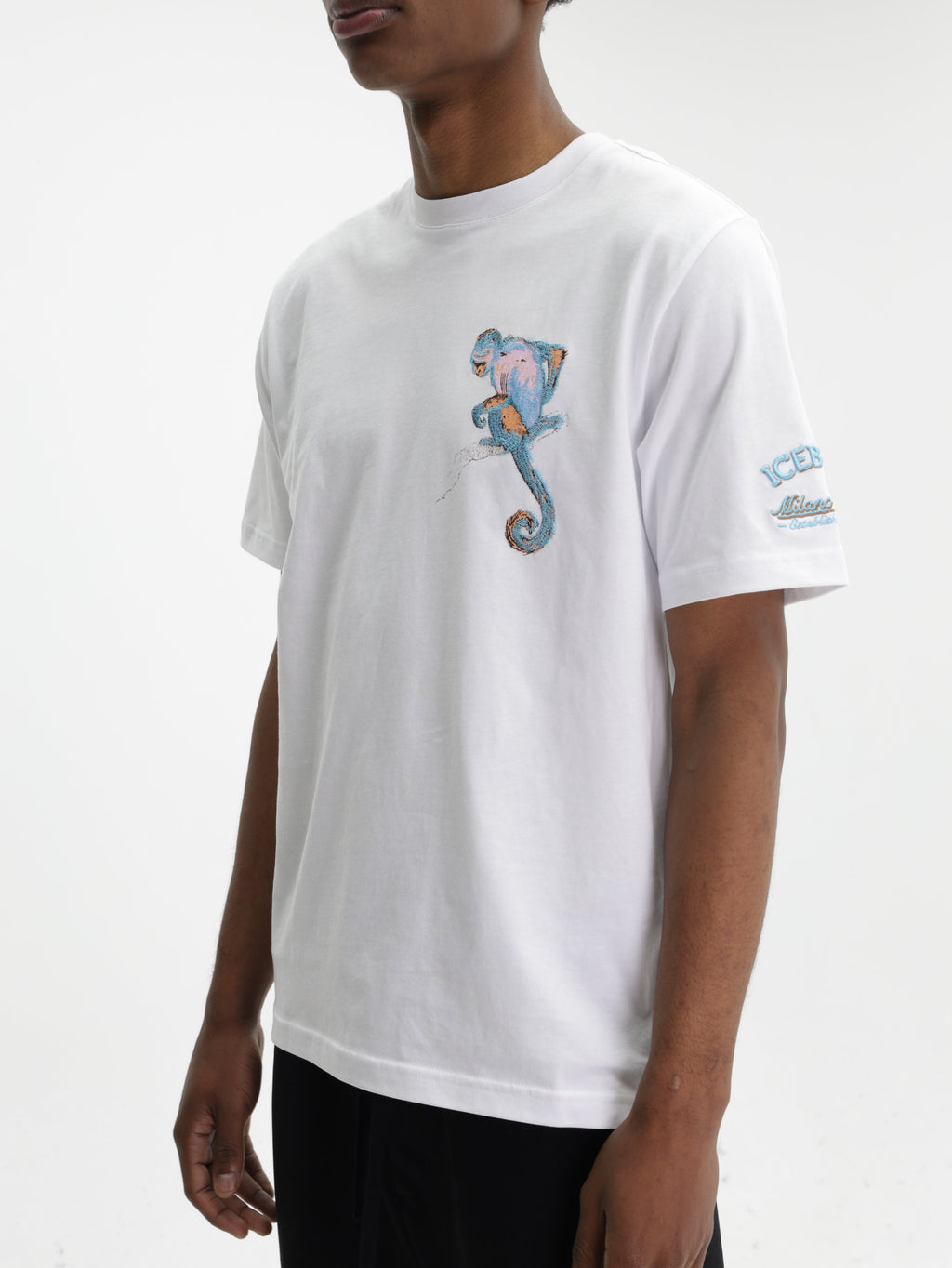Iceberg T-Shirt Monkey Print Crew White