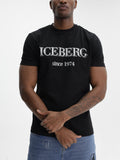 Iceberg T-Shirt Black Logo Print Crew Black