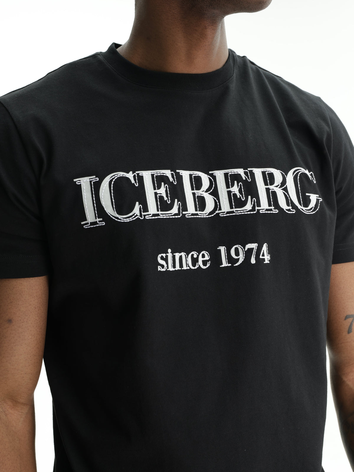 Iceberg T-Shirt Black Logo Print Crew Black