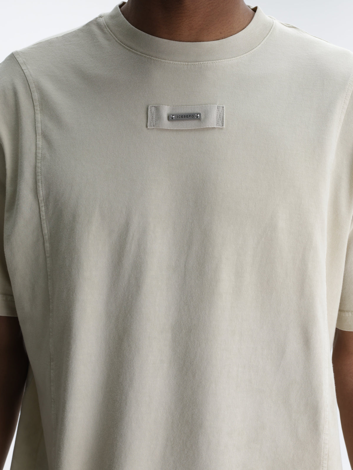 Iceberg T-Shirt Chest Logo Tag Crew Cream