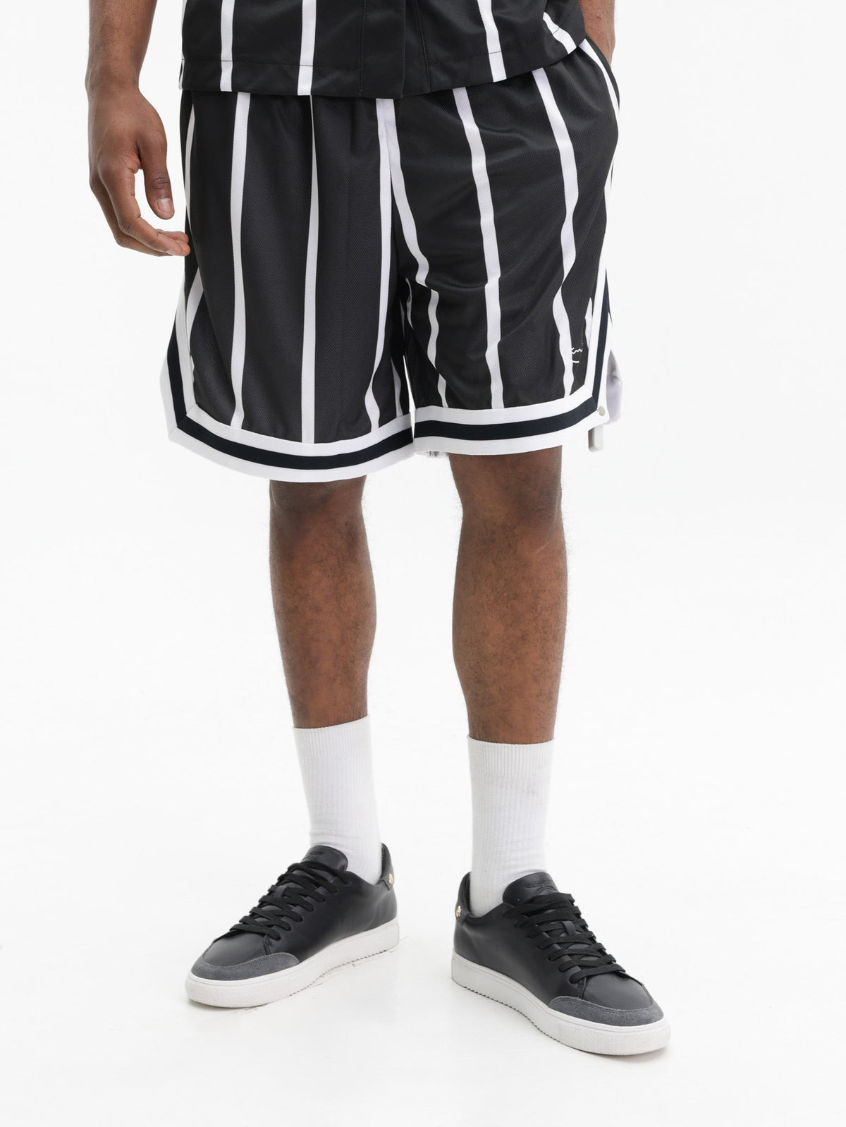 Karl Kani Shorts Striped Mesh Black-White