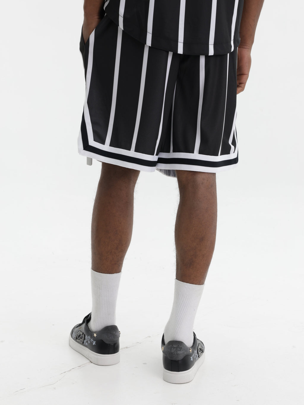 Karl Kani Shorts Striped Mesh Black-White