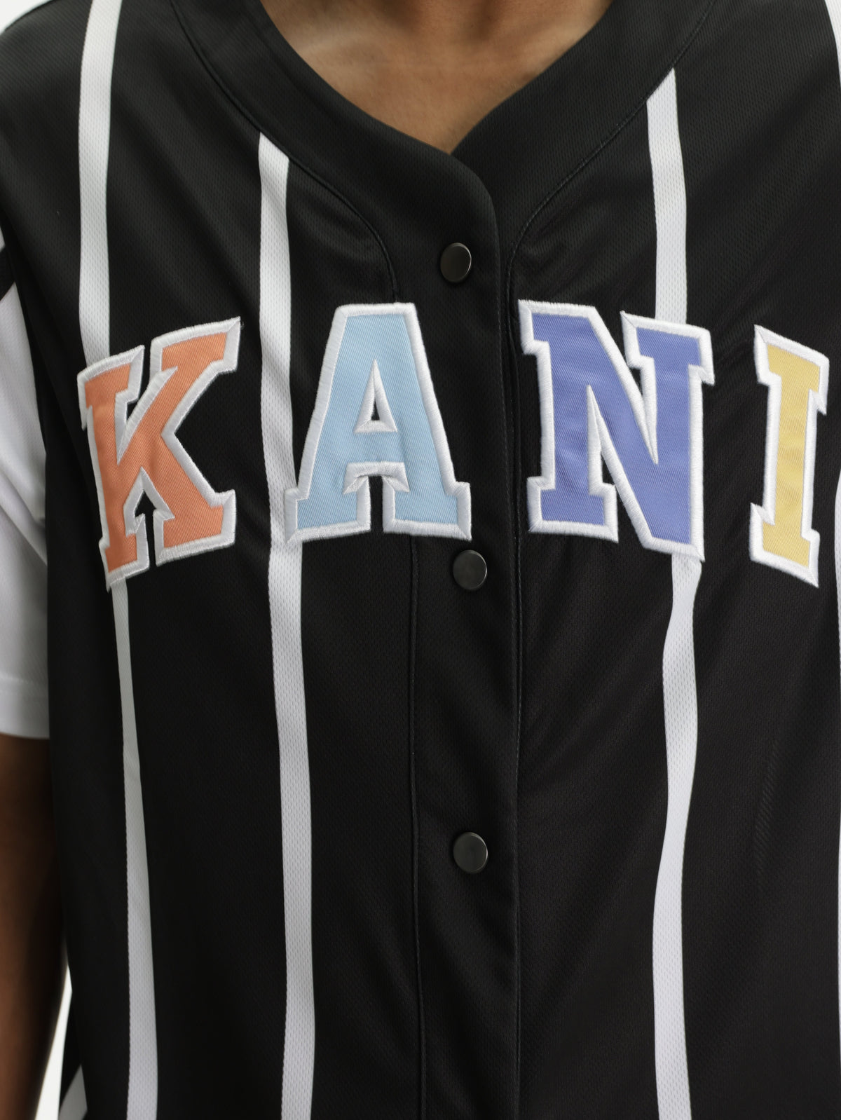 Karl Kani Shirt Serif Striped Baseball Black-White