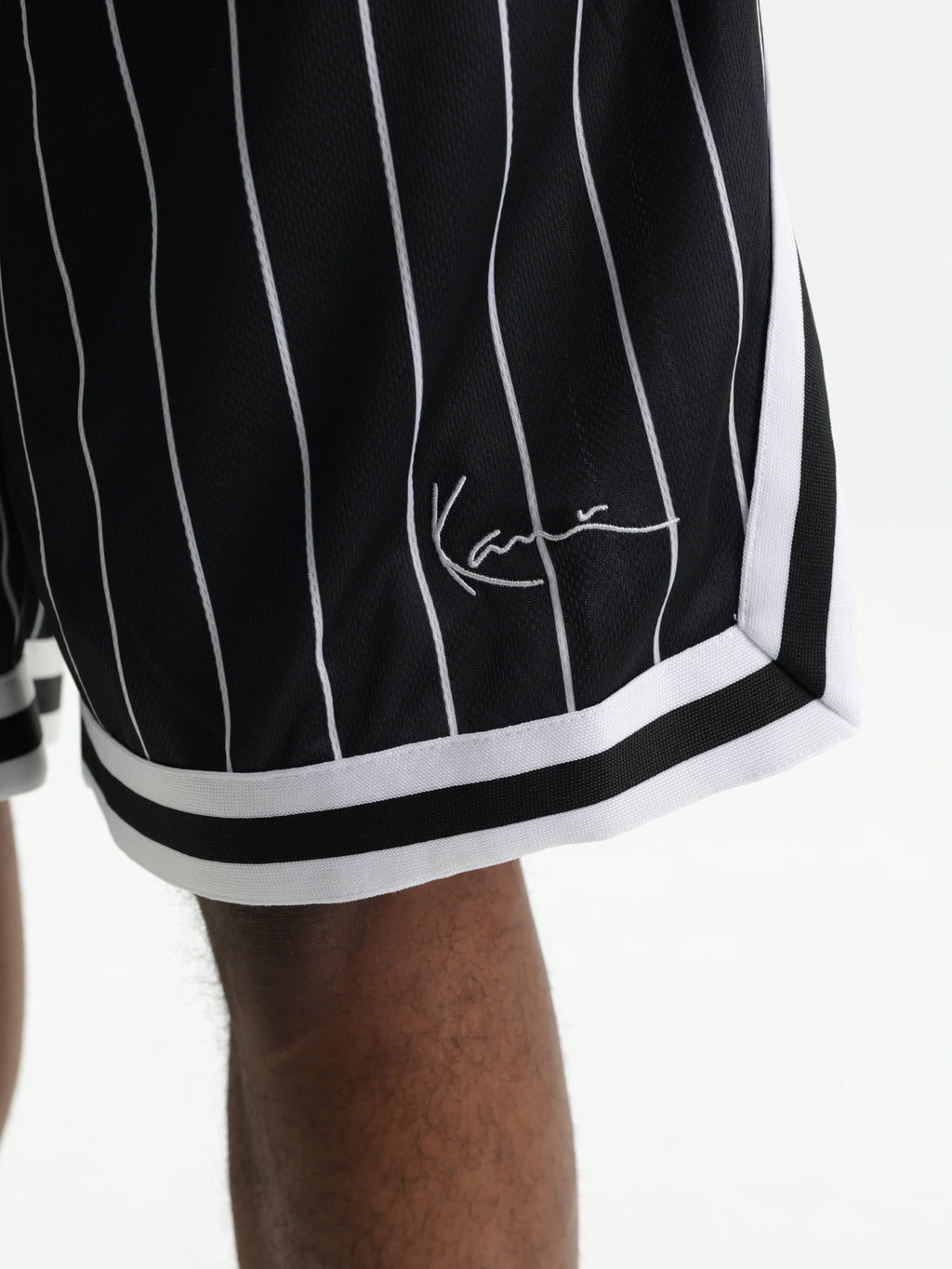 Karl Kani Shorts Pinstripe Mesh Black