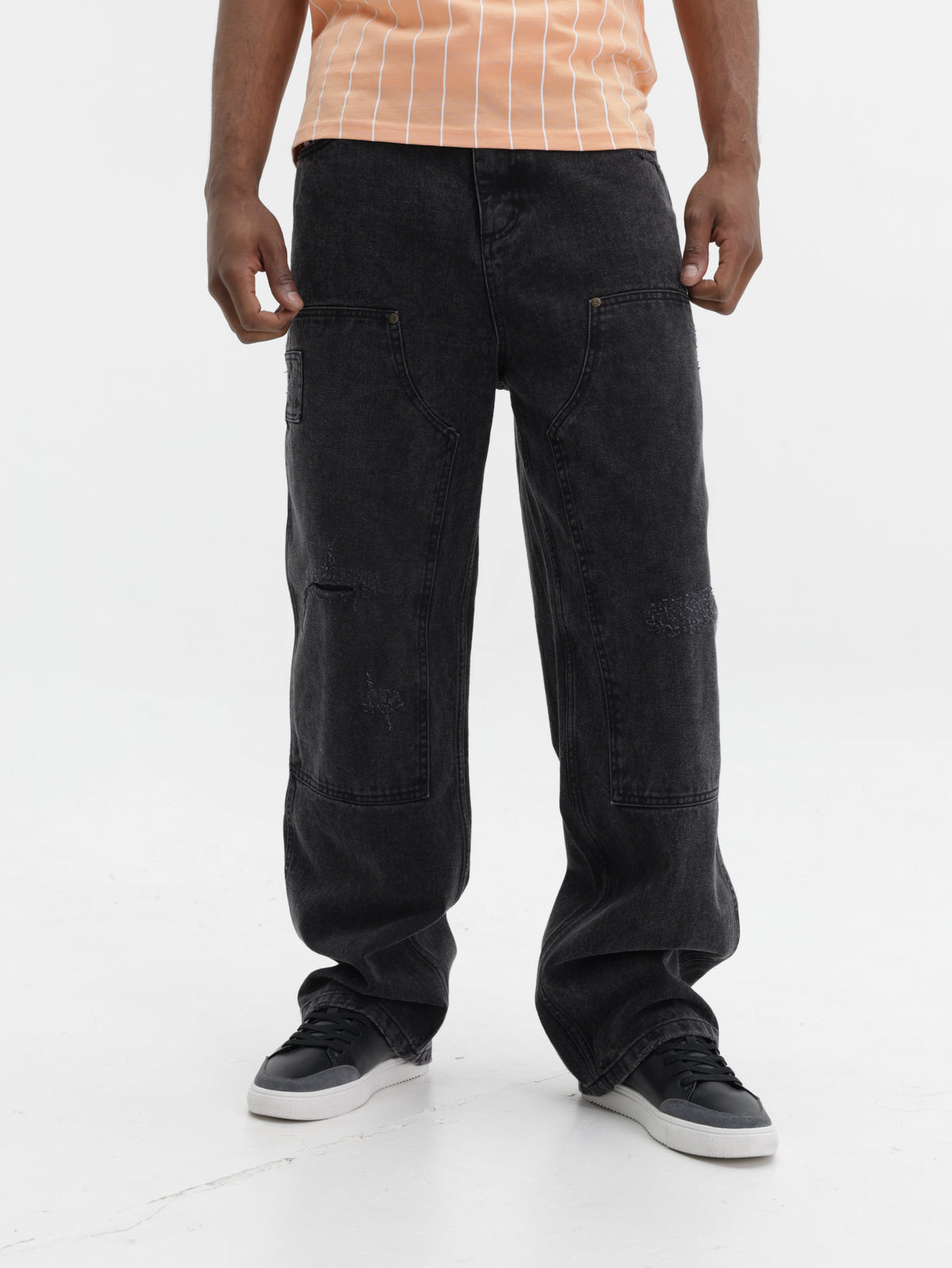 KARL KANI JEANS DISTRESSED CARPENTER BLEACHED BLACK