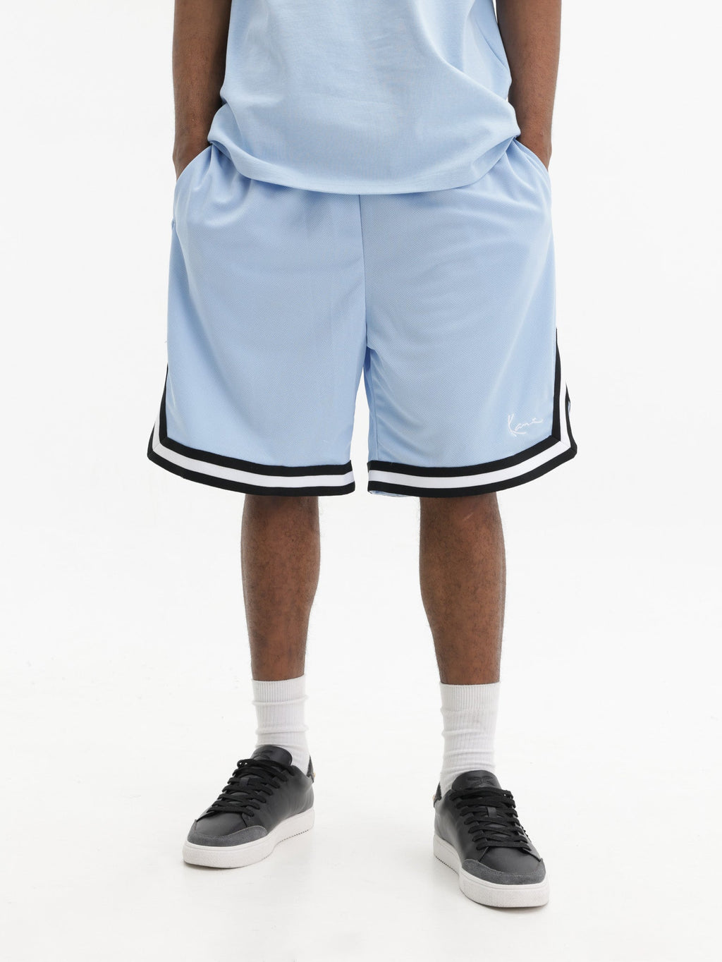 Karl Kani Shorts Mesh Bottom Stripe Mesh Light Blue