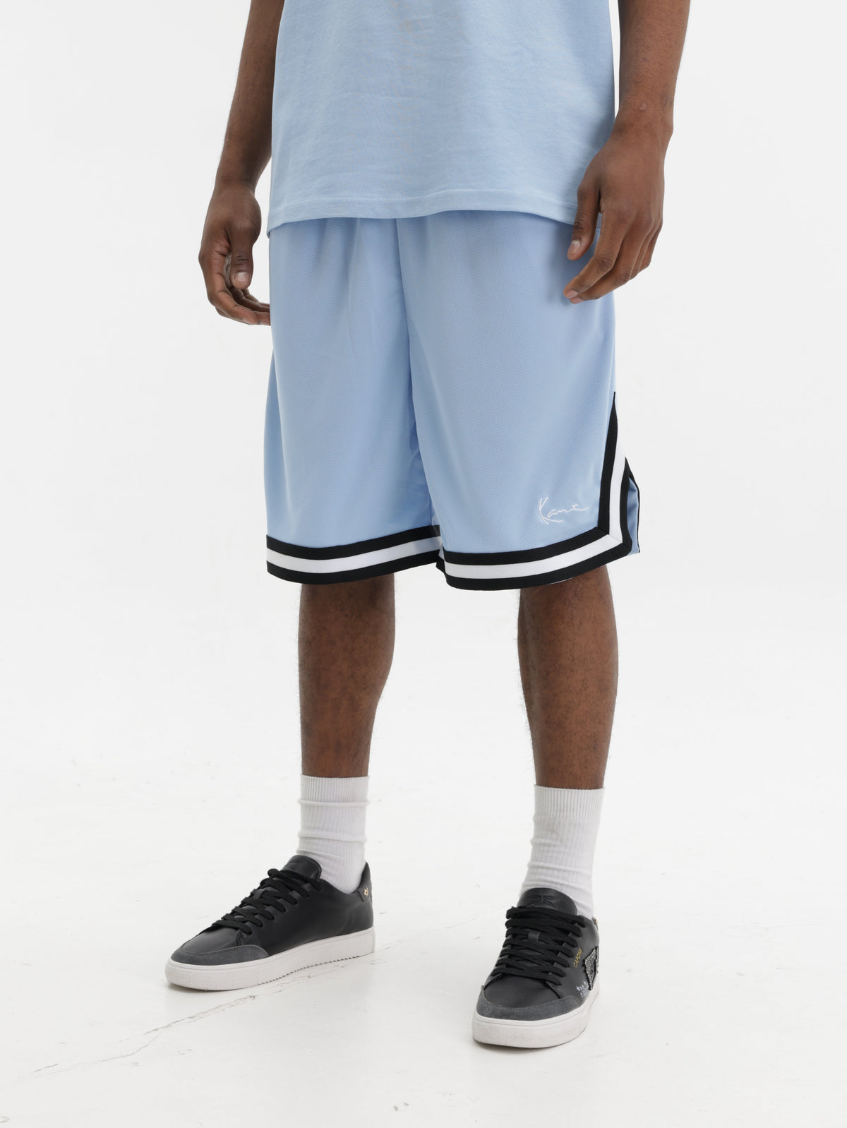 Karl Kani Shorts Mesh Bottom Stripe Mesh Light Blue