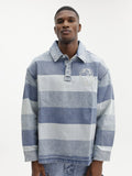 Billionaire Boys Club Shirt Script Denim Long Sleeve Rugby Light Wash Blue