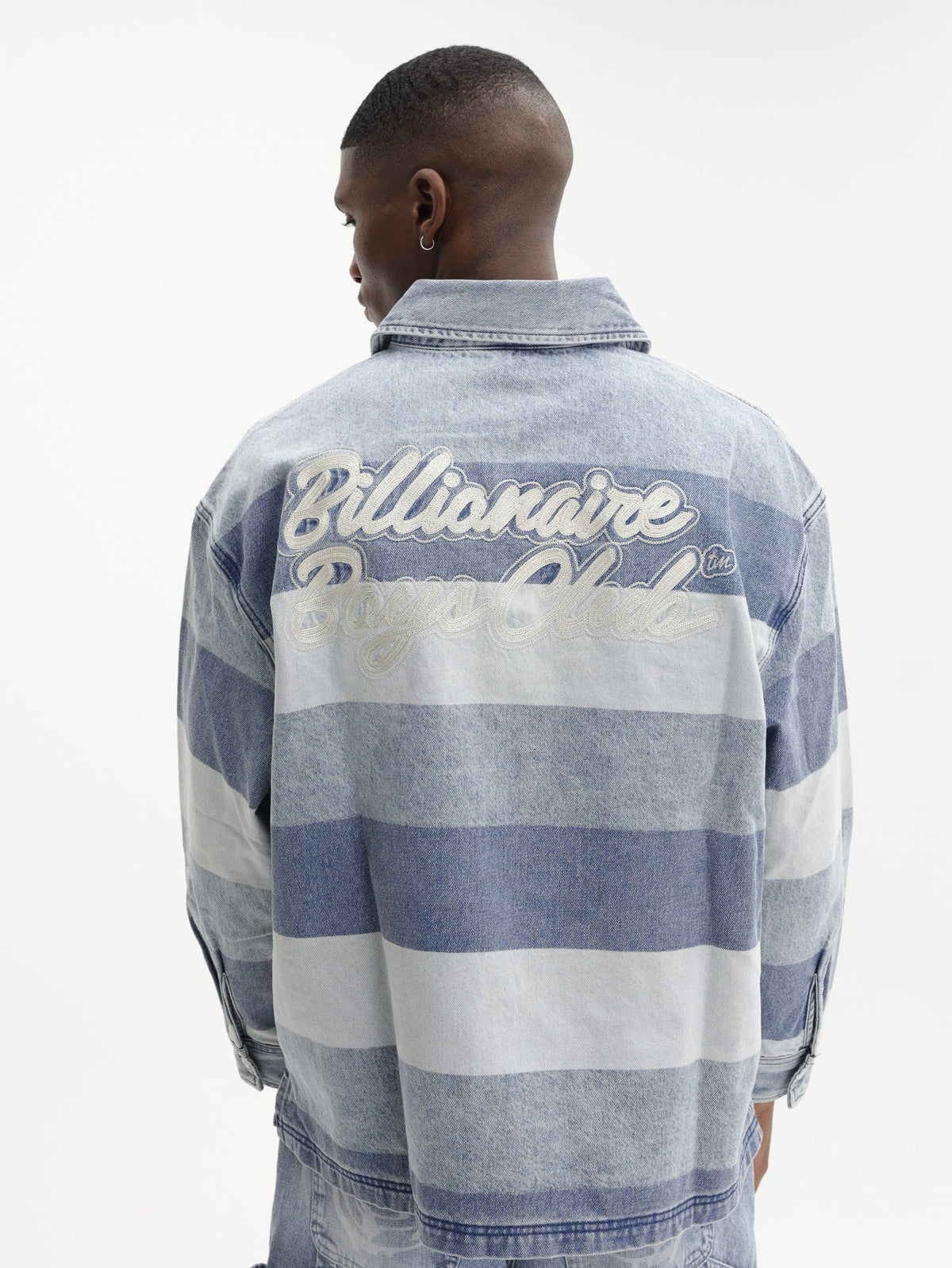 Billionaire Boys Club Shirt Script Denim Long Sleeve Rugby Light Wash Blue