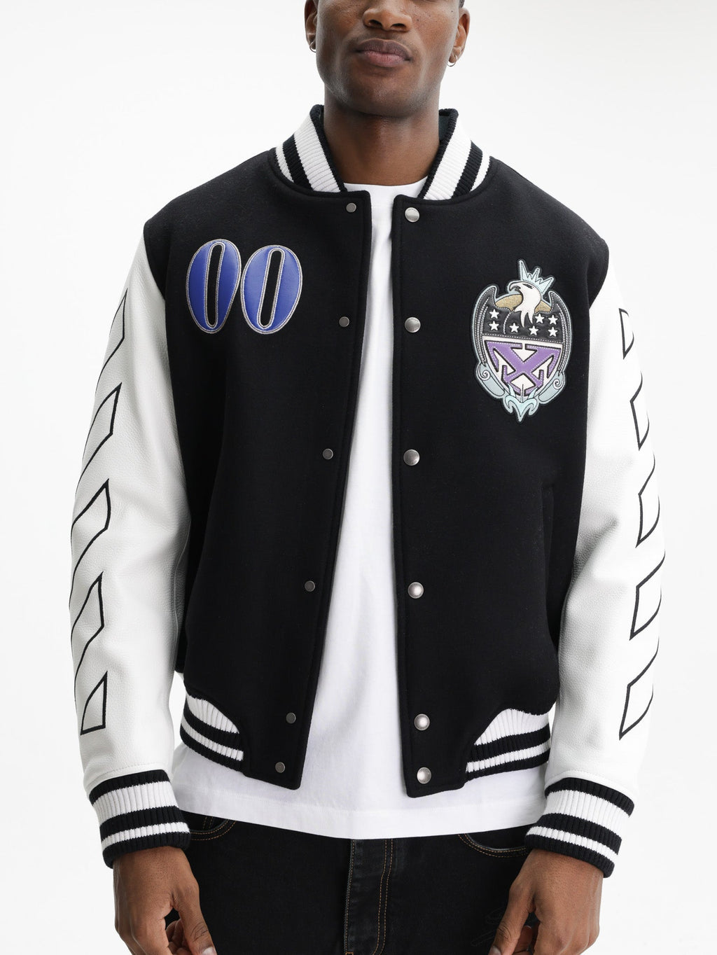 Off - White Jacket Jewels Leather Black