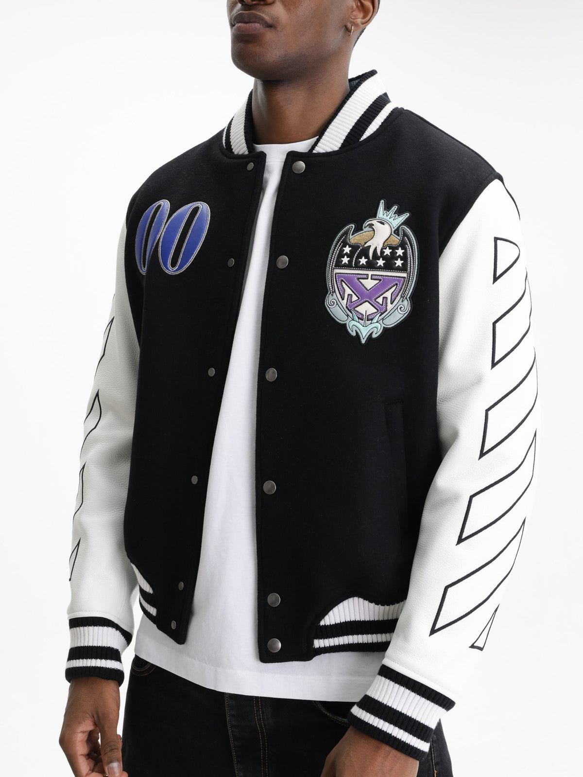 Off - White Jacket Jewels Leather Black