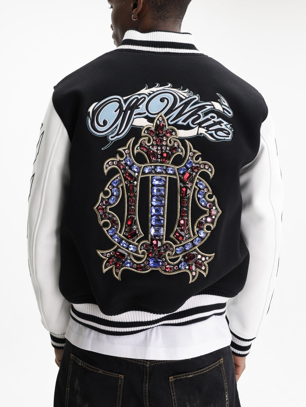 Off - White Jacket Jewels Leather Black