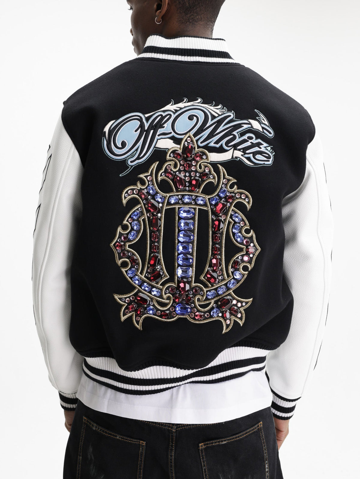 Off - White Jacket Jewels Leather Black