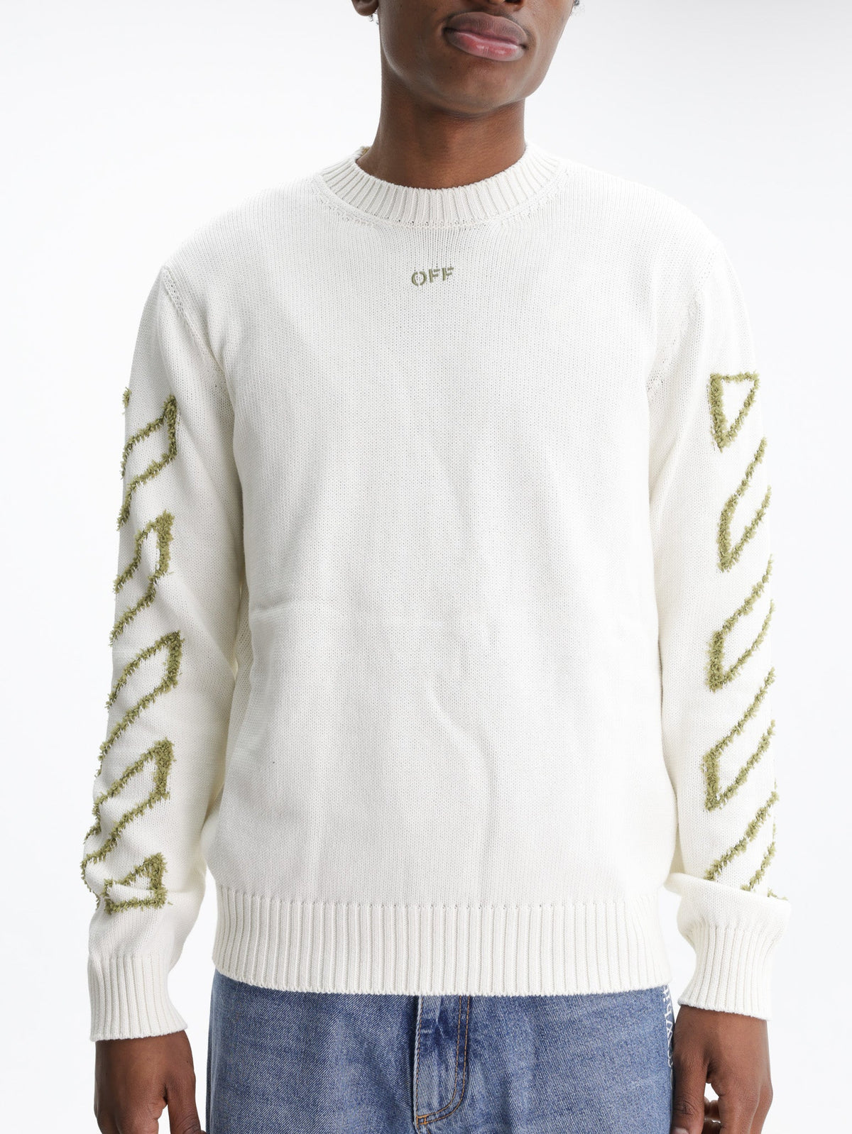 Off - White T-Shirt Diag Outline Knit Cream