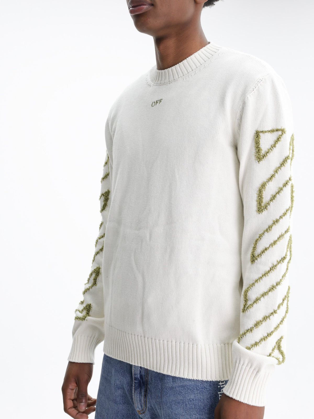 Off - White T-Shirt Diag Outline Knit Cream
