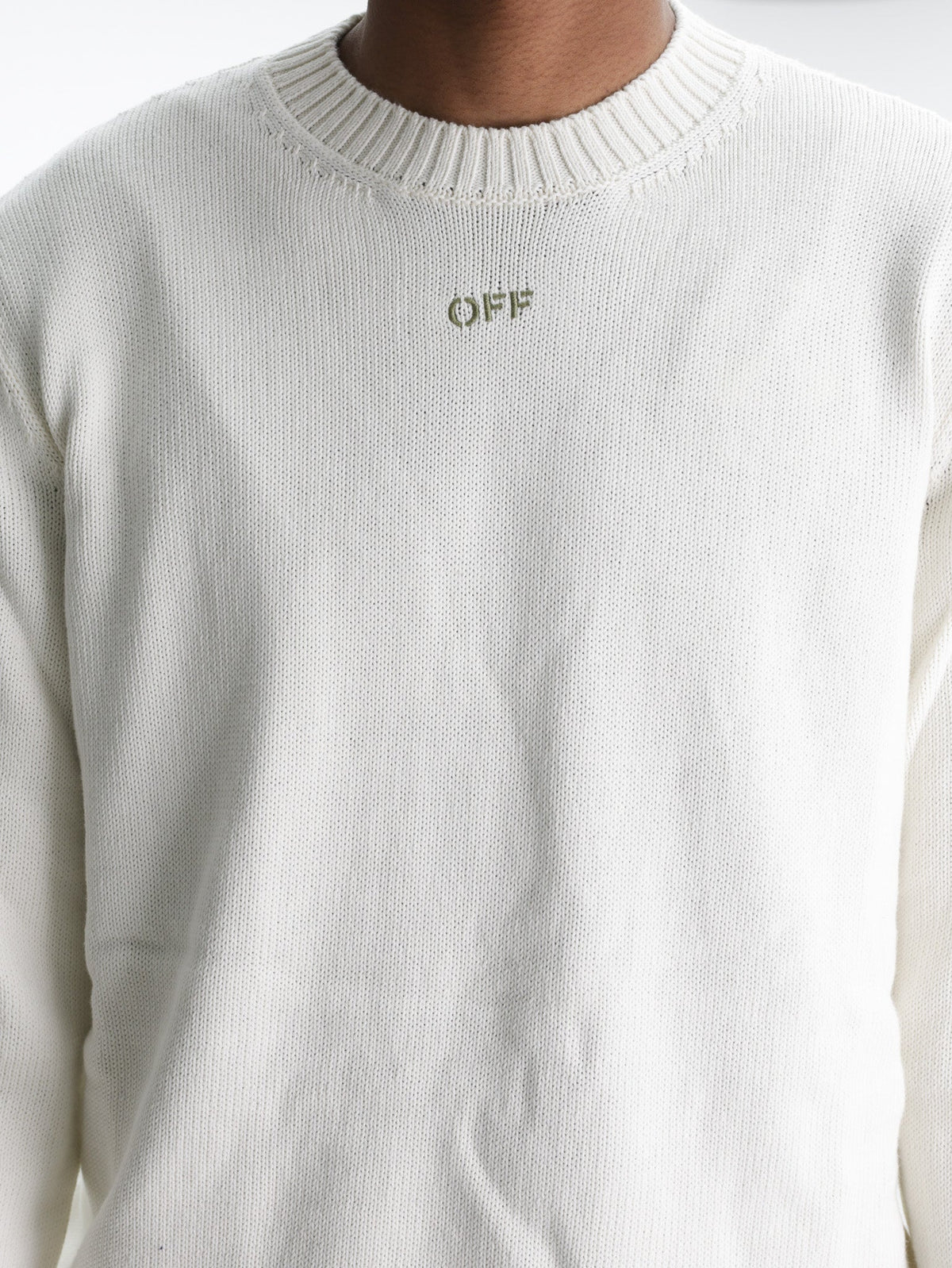 Off - White T-Shirt Diag Outline Knit Cream