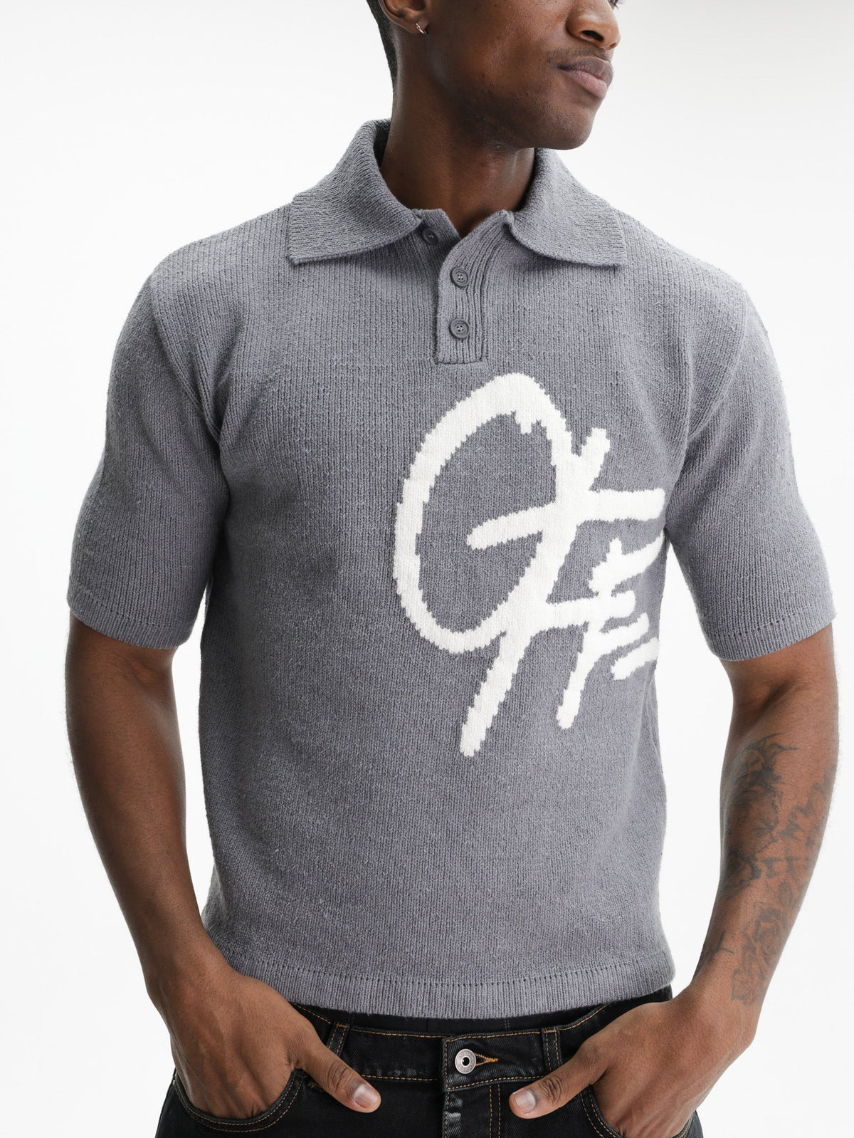 Off - White Golfer Shared Logo Knit Grey