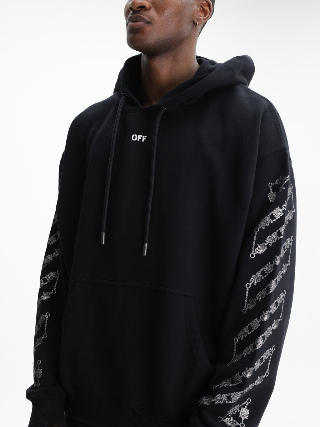 Off - White Hoodie Chain Araldic Arrow Black
