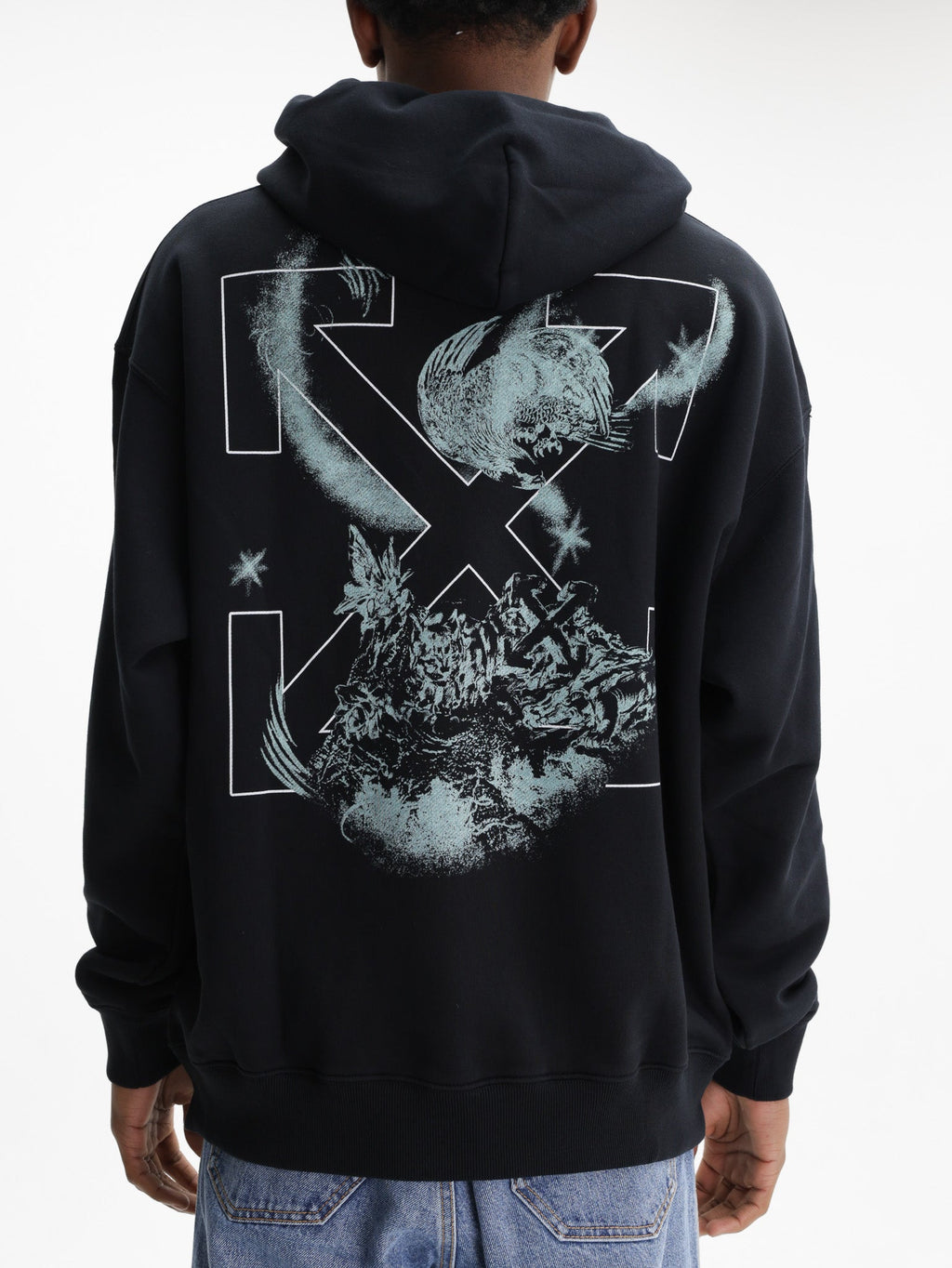 Off - White Hoodie Moon Skate Black