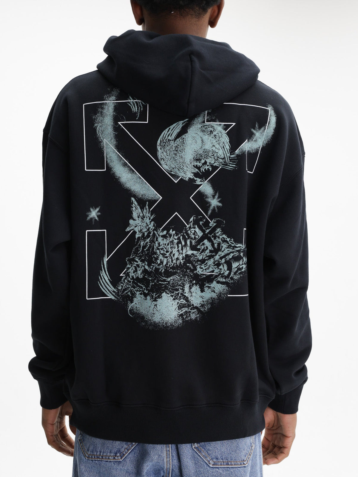 Off - White Hoodie Moon Skate Black