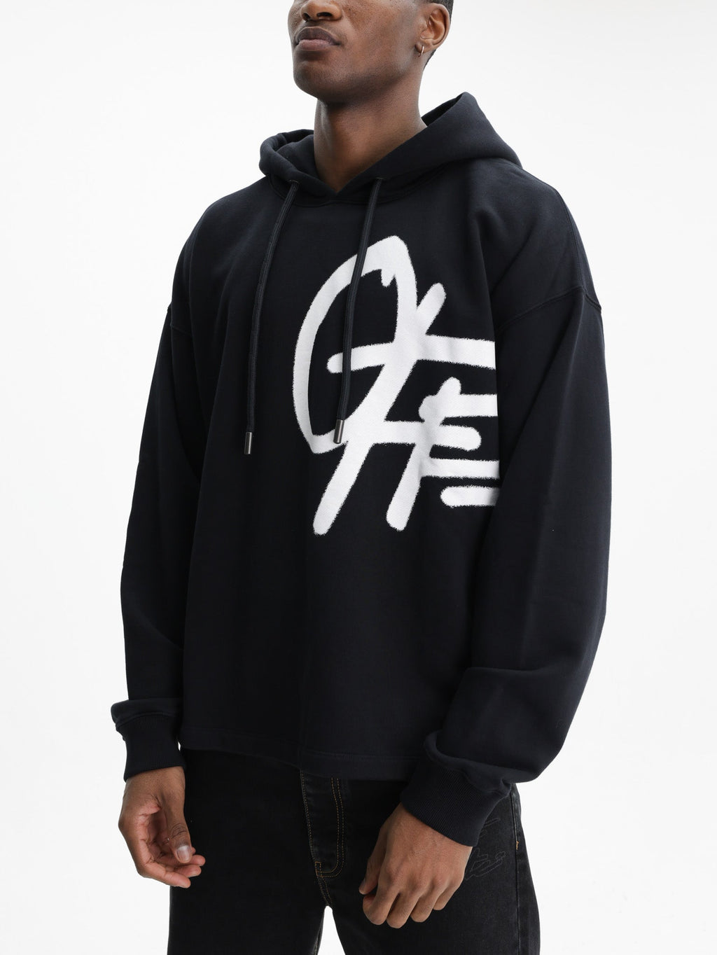Off - White Hoodie Shared Spray Logo Black