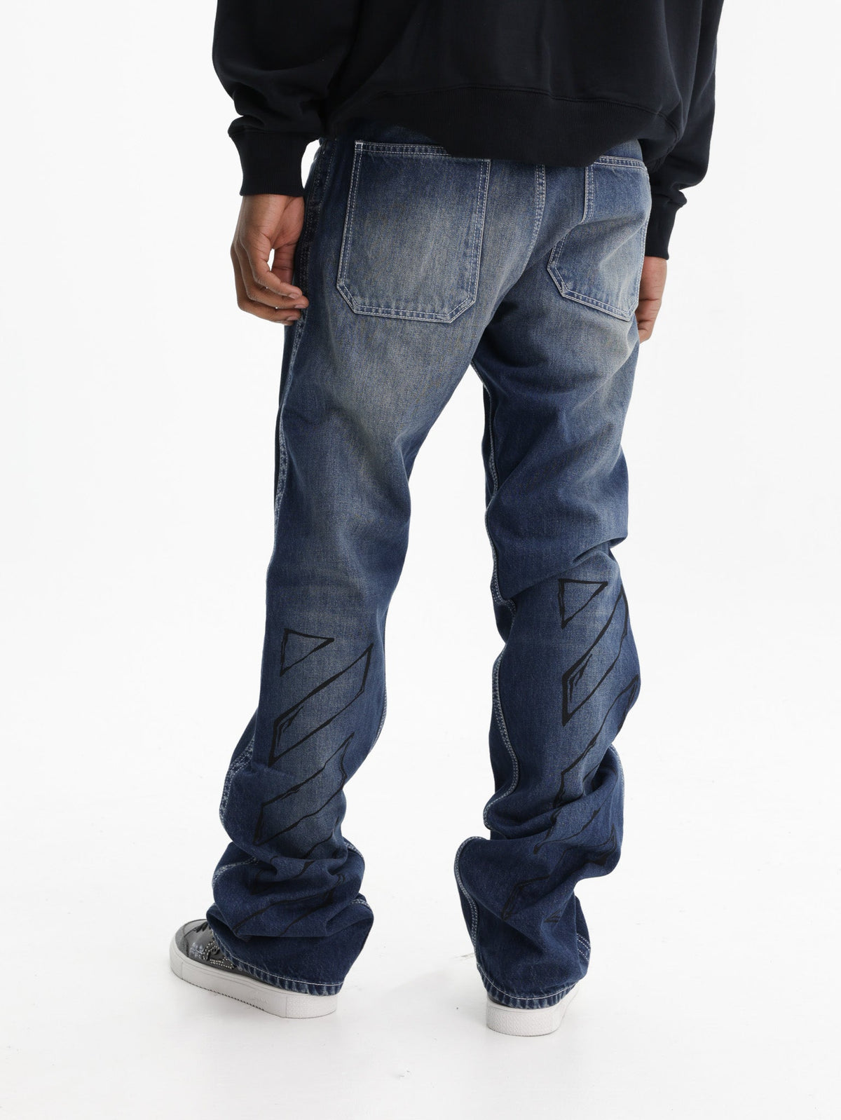 Off - White Jeans Diag Twisted Stack Dark Wash