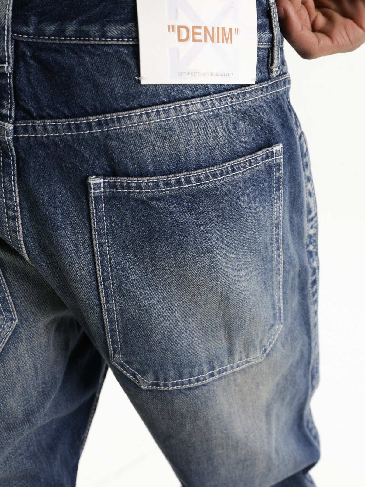 Off - White Jeans Diag Twisted Stack Dark Wash