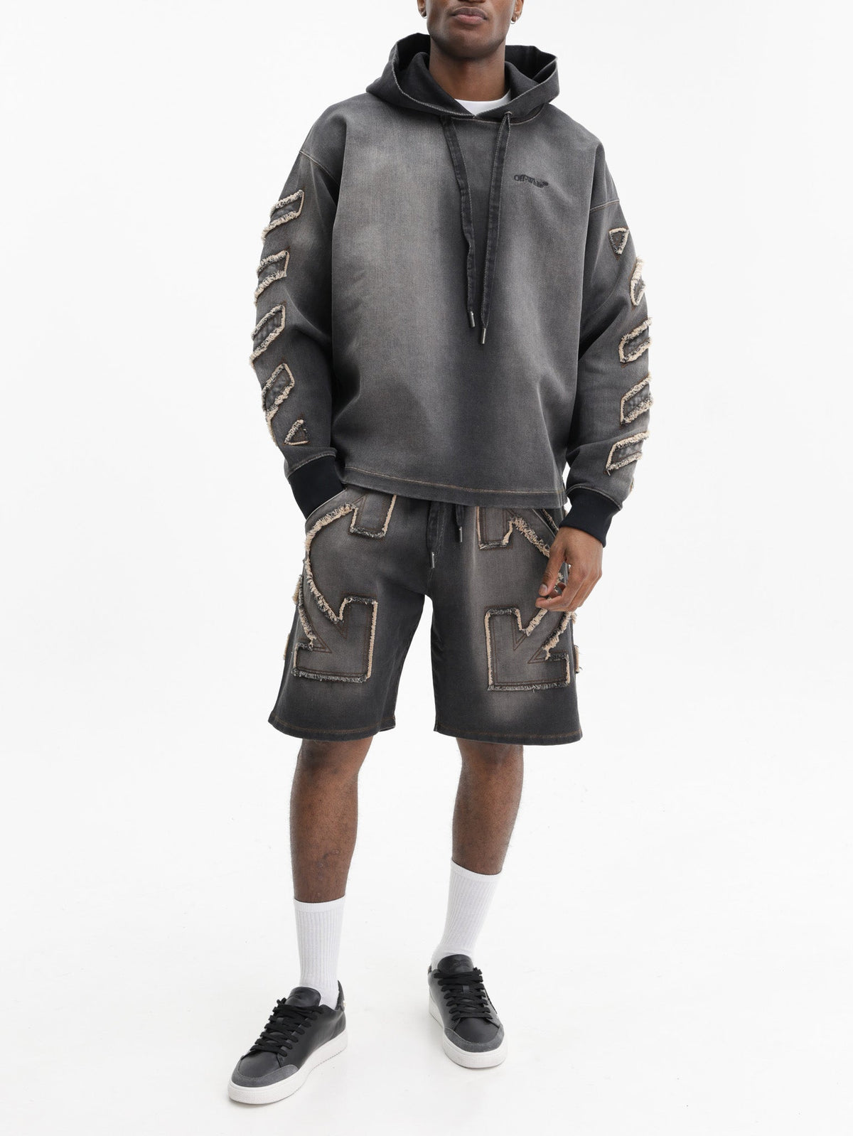 Off - White Hoodie Arrow Distr Den Black