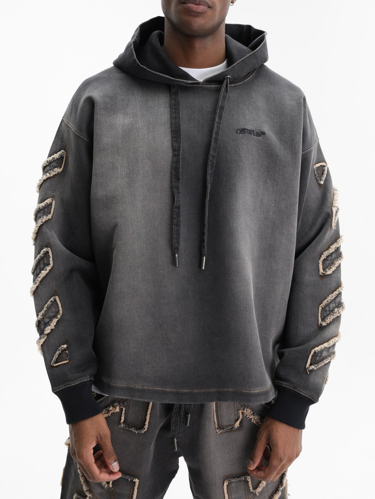 Off - White Hoodie Arrow Distr Den Black
