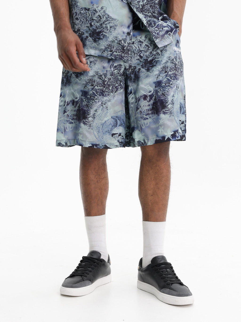 Off - White Shorts Printed Bowling Blue
