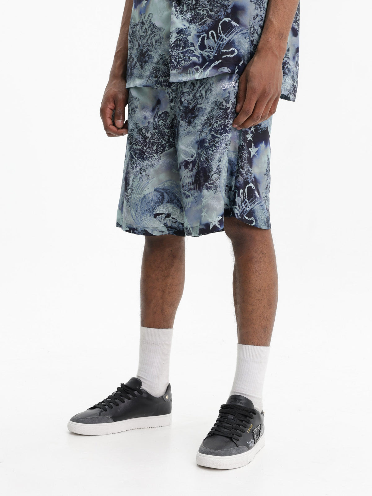 Off - White Shorts Printed Bowling Blue