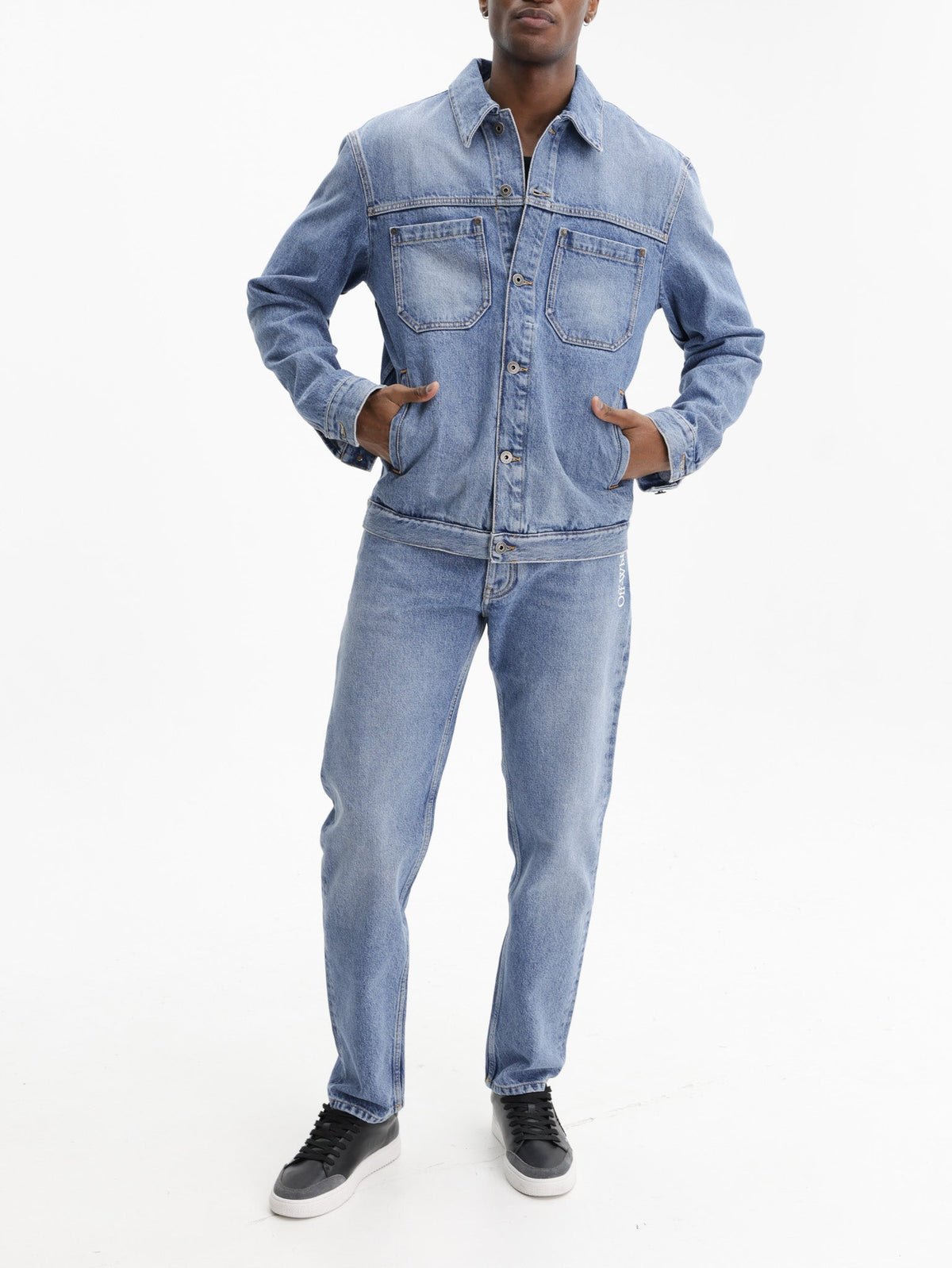 Off - White Jeans Half Arrow Darted Medium Wash
