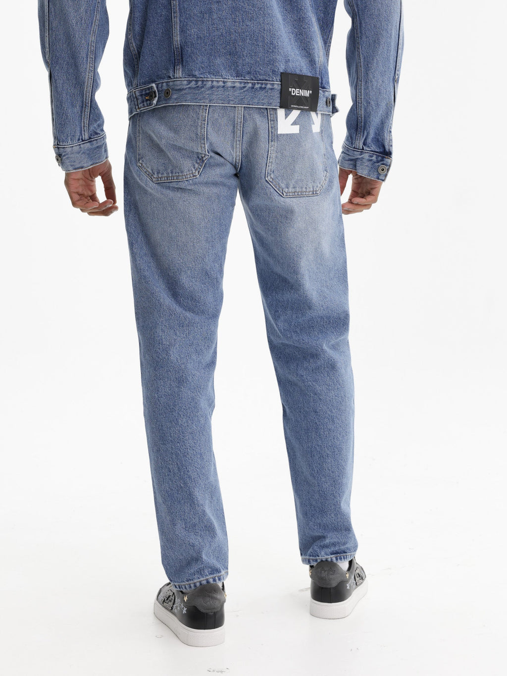 Off - White Jeans Half Arrow Darted Medium Wash