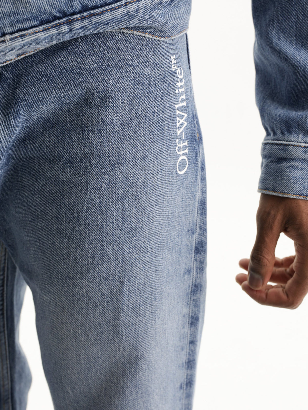 Off - White Jeans Half Arrow Darted Medium Wash