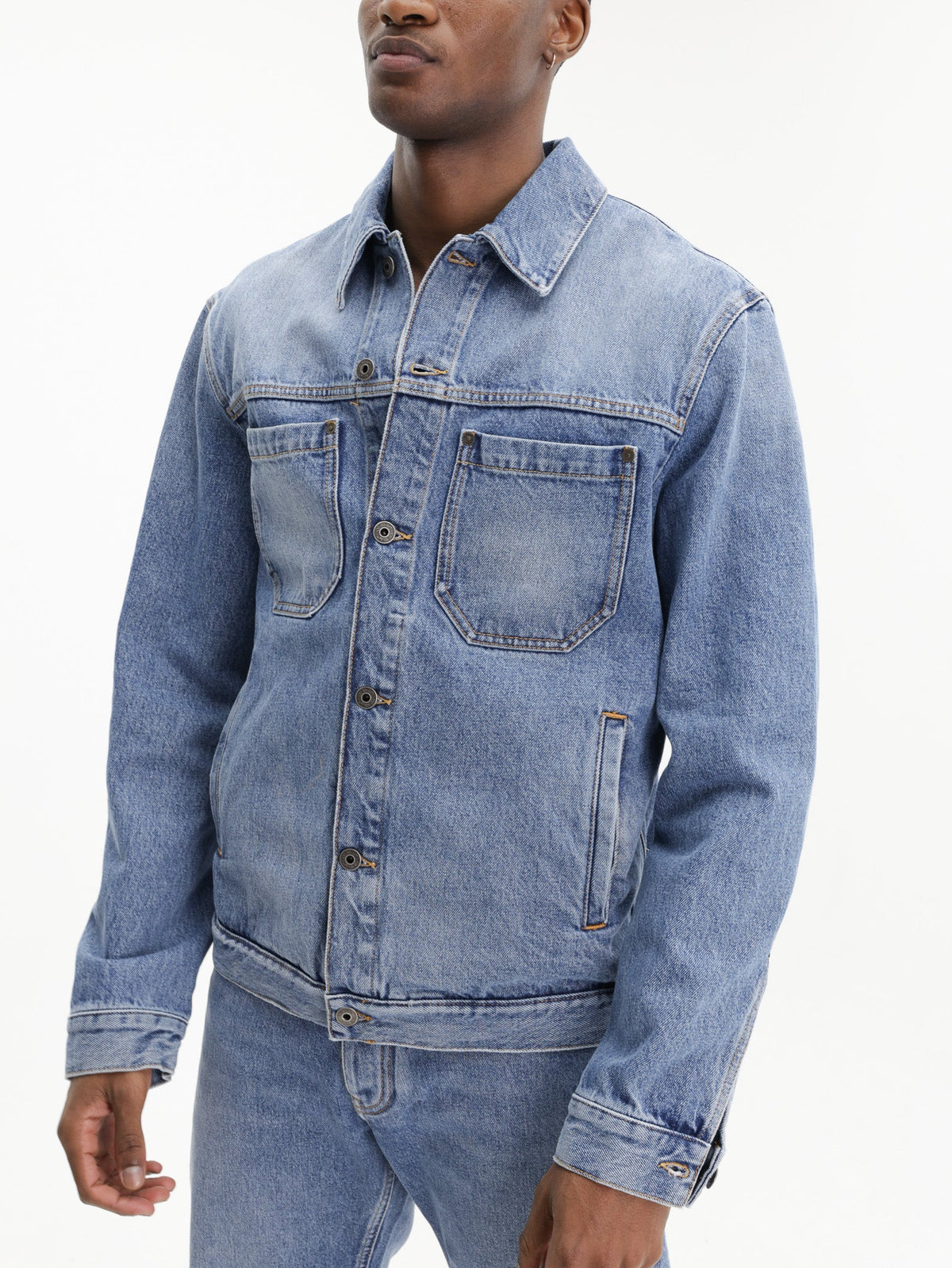 Off - White Jacket Half Arrow Denim Medium Wash