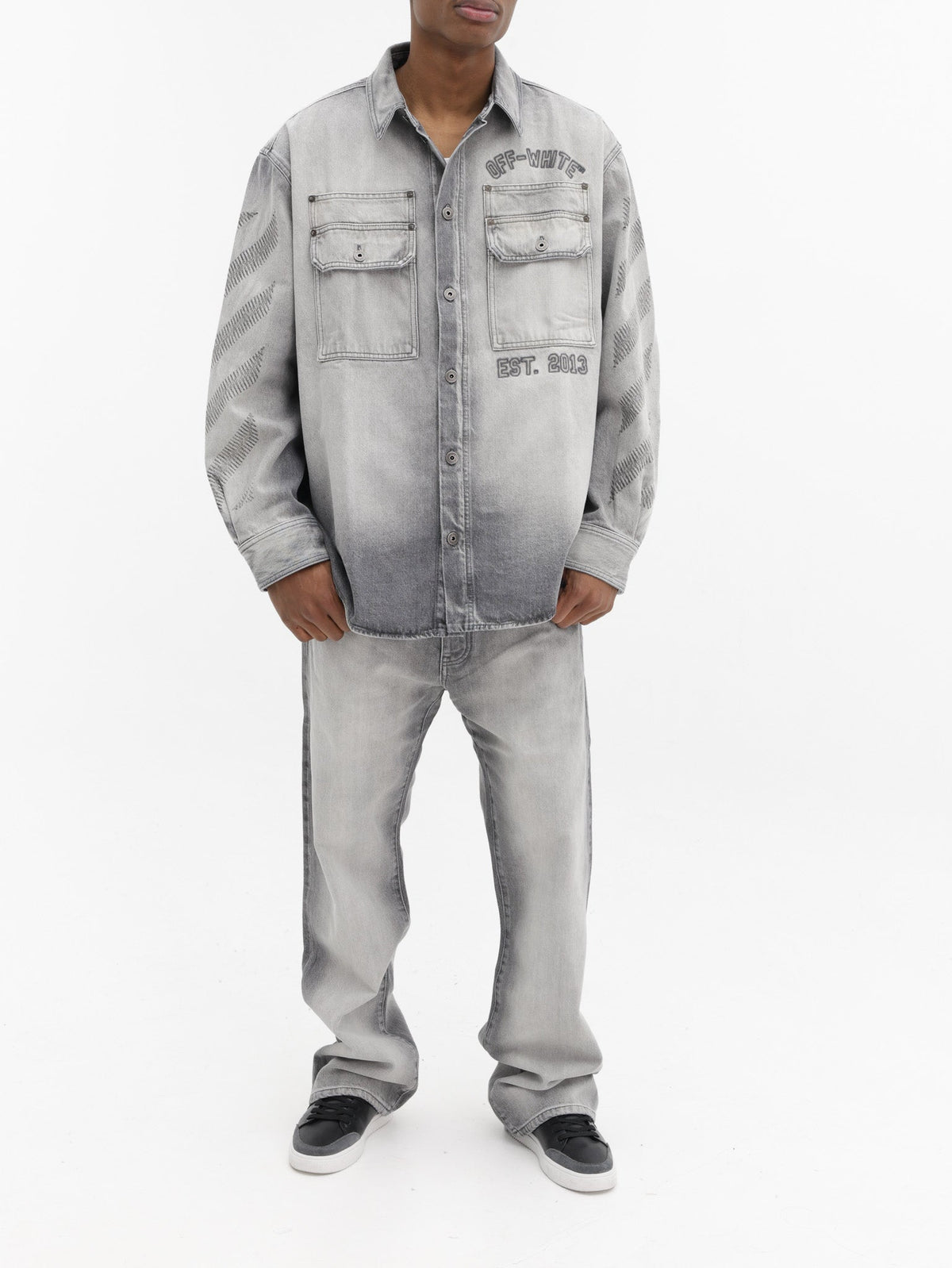 Off - White Jeans Diag Slim Relaxed Grey