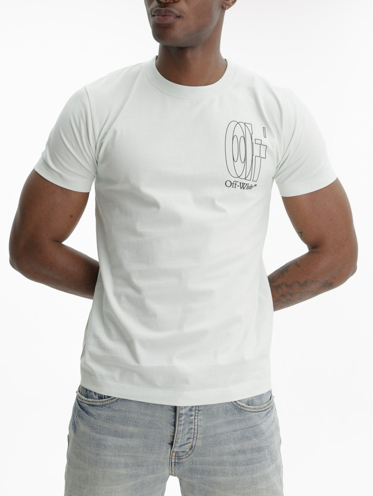Off - White T-Shirt Big Double Arrow Light Blue