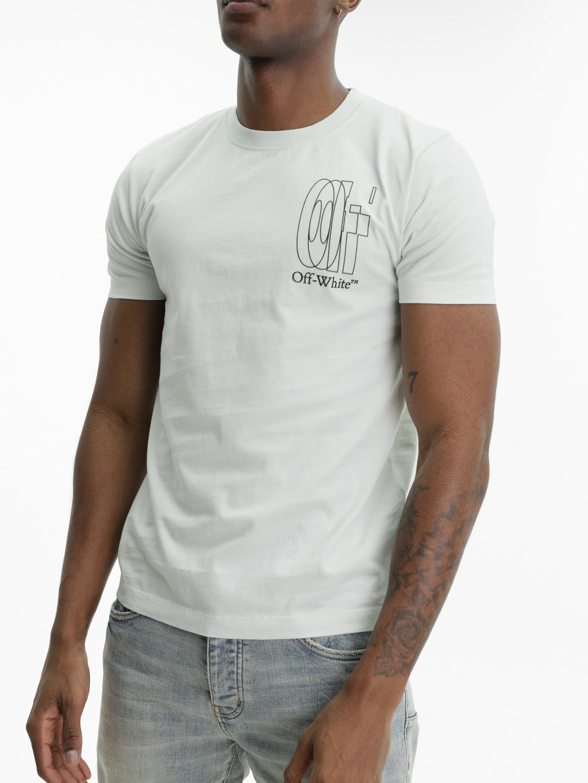 Off - White T-Shirt Big Double Arrow Light Blue