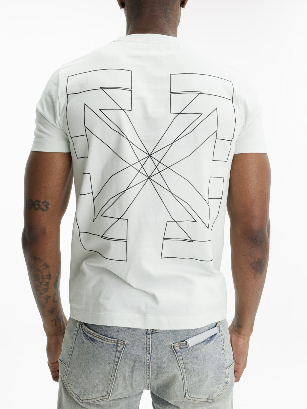 Off - White T-Shirt Big Double Arrow Light Blue