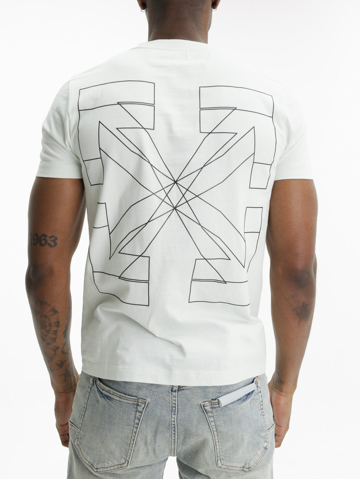 Off - White T-Shirt Big Double Arrow Light Blue