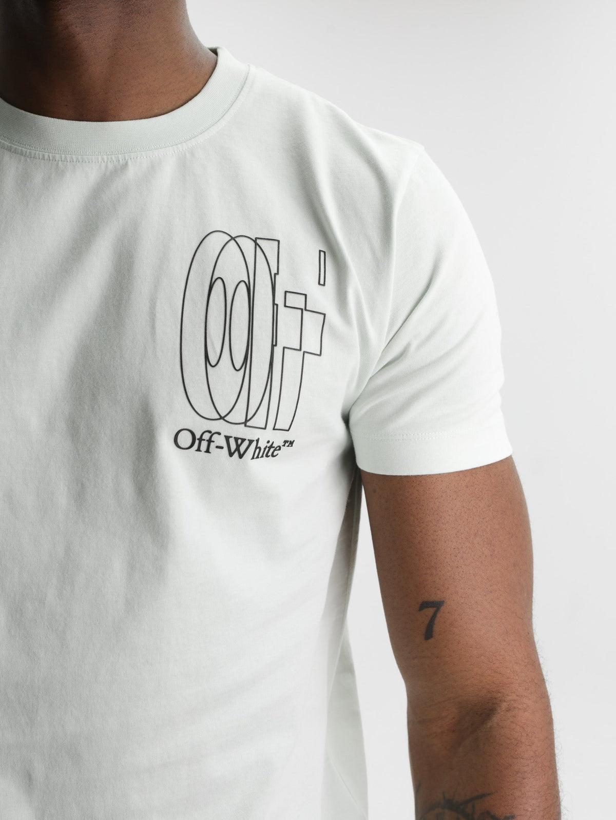Off - White T-Shirt Big Double Arrow Light Blue