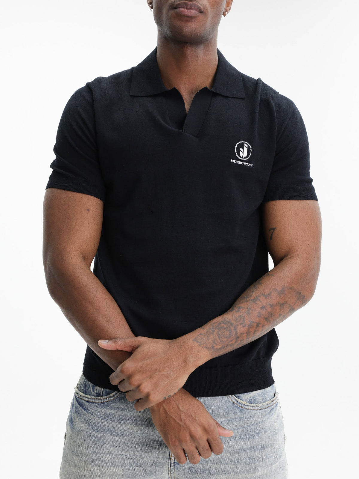 Iceberg Jeans T-Shirt Ibj White Logo Black