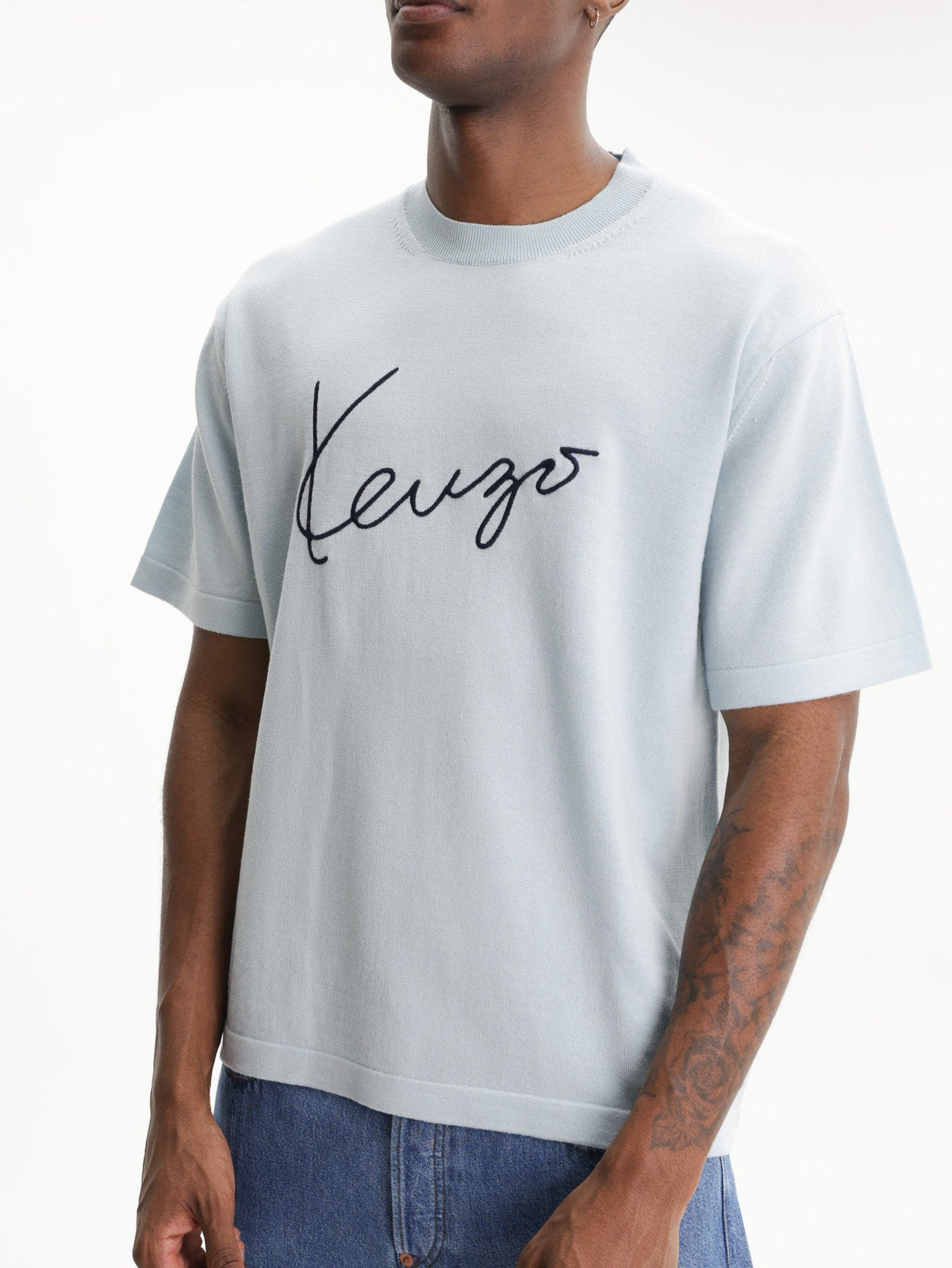 Kenzo T-Shirt Signature Embroidery Blue