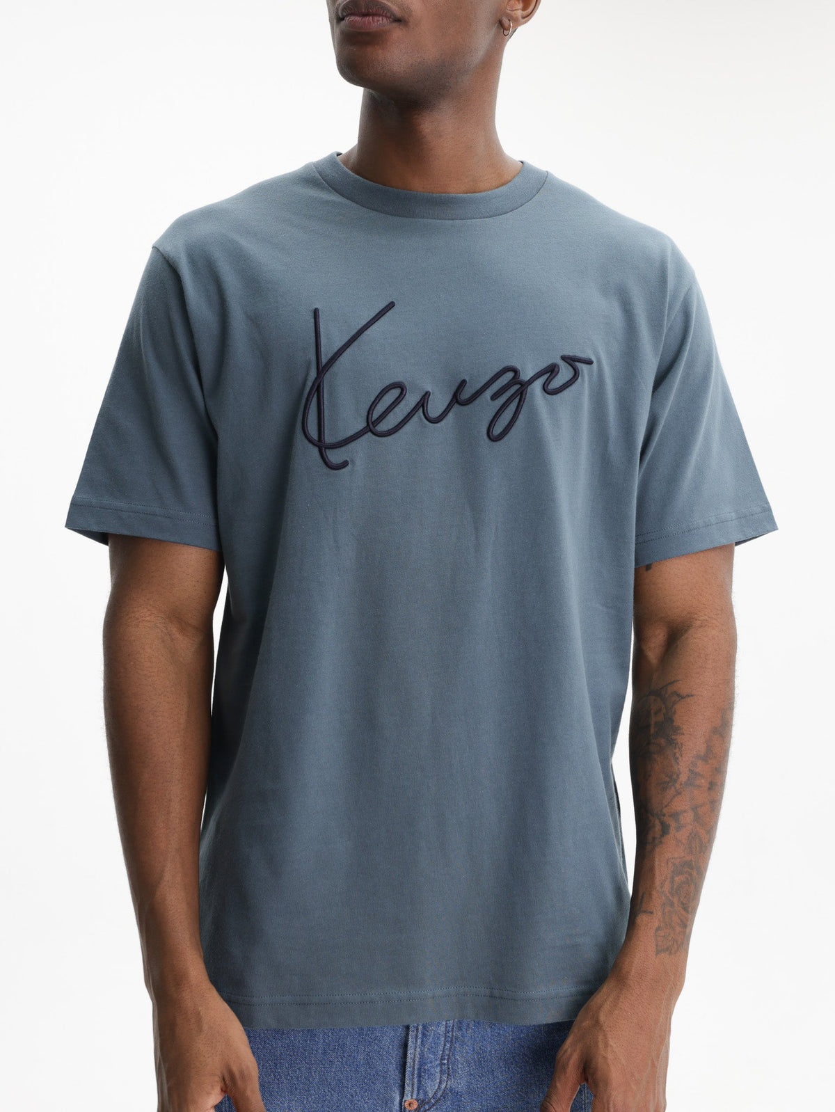 Kenzo T-Shirt Signature Embroidery Blue