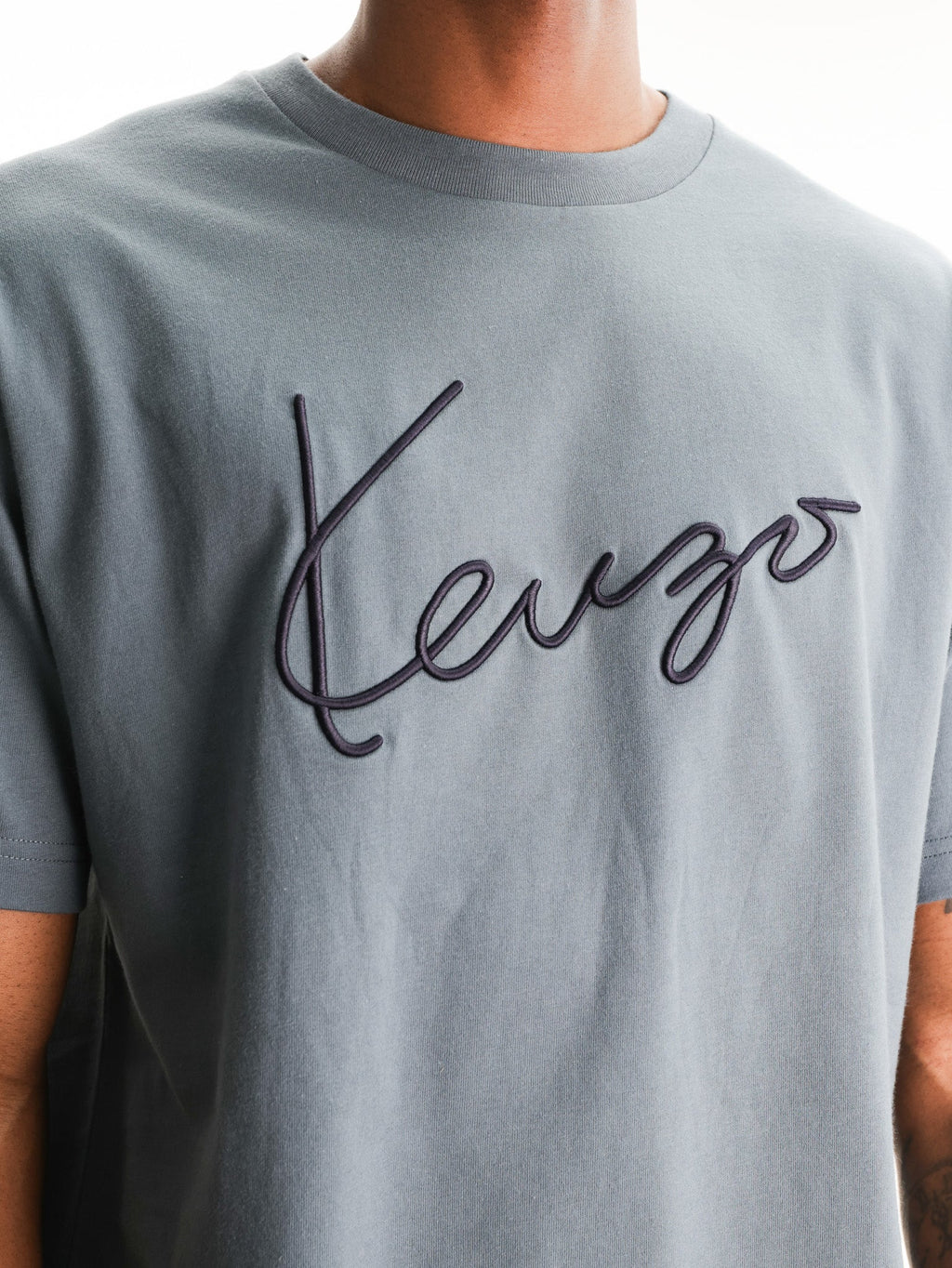 Kenzo T-Shirt Signature Embroidery Blue