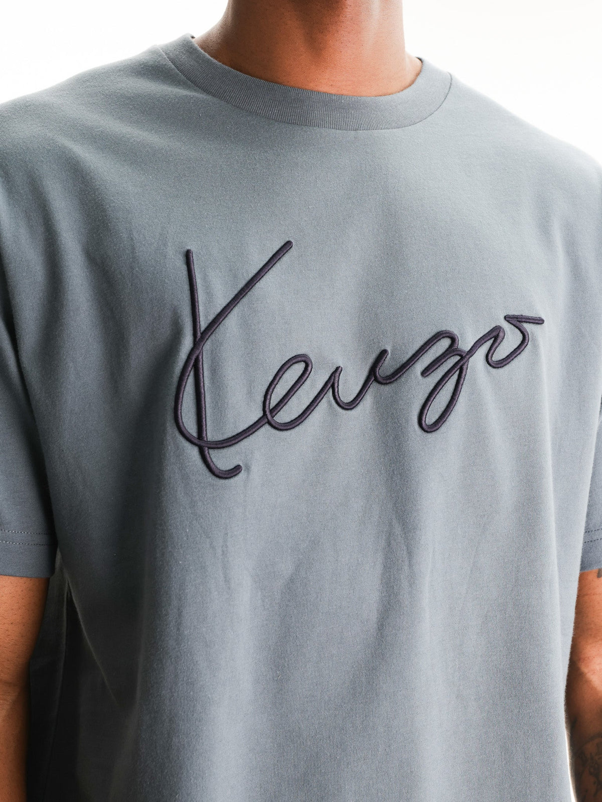 Kenzo T-Shirt Signature Embroidery Blue