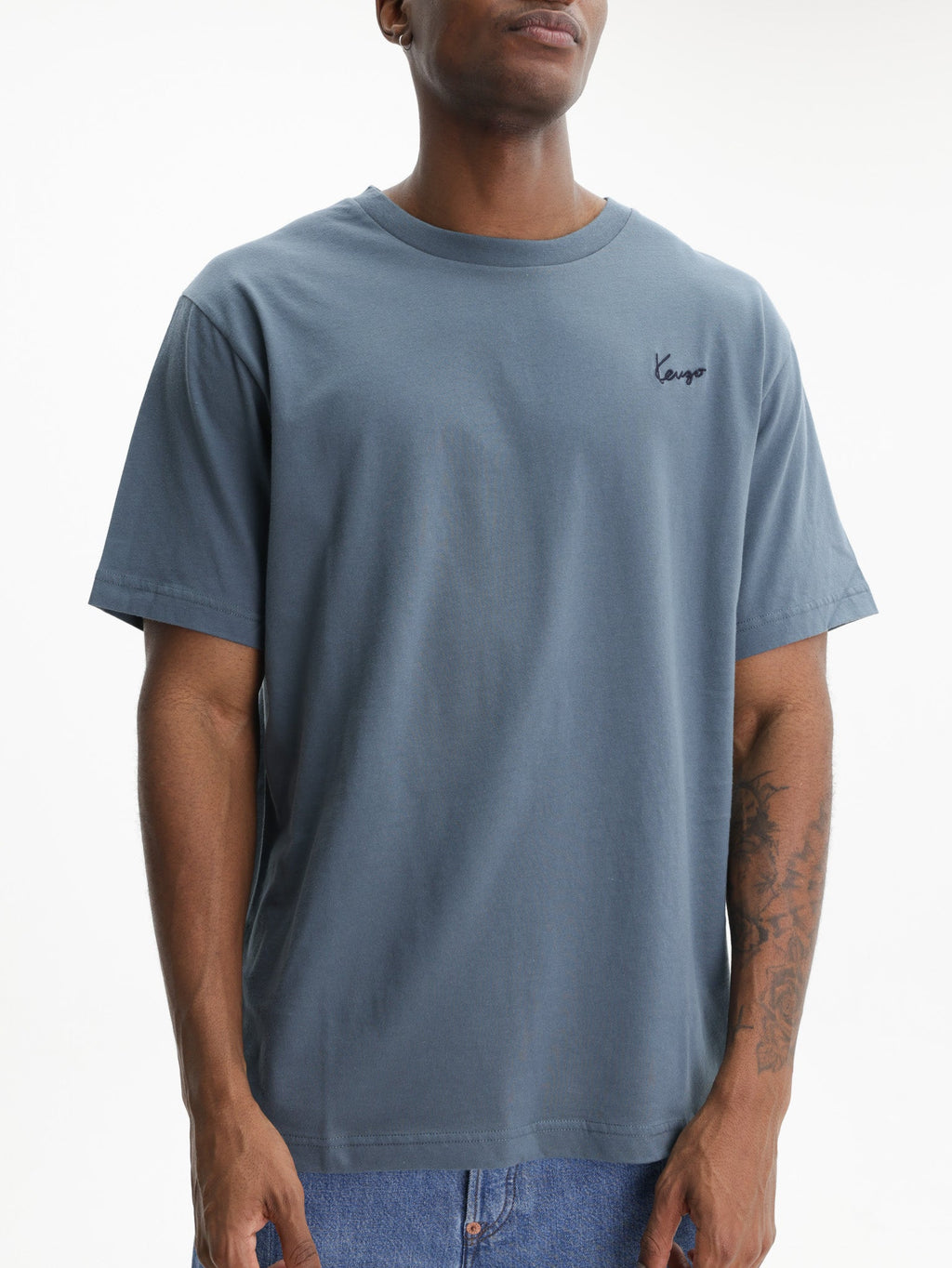 Kenzo T-Shirt Signature Embroidery Blue