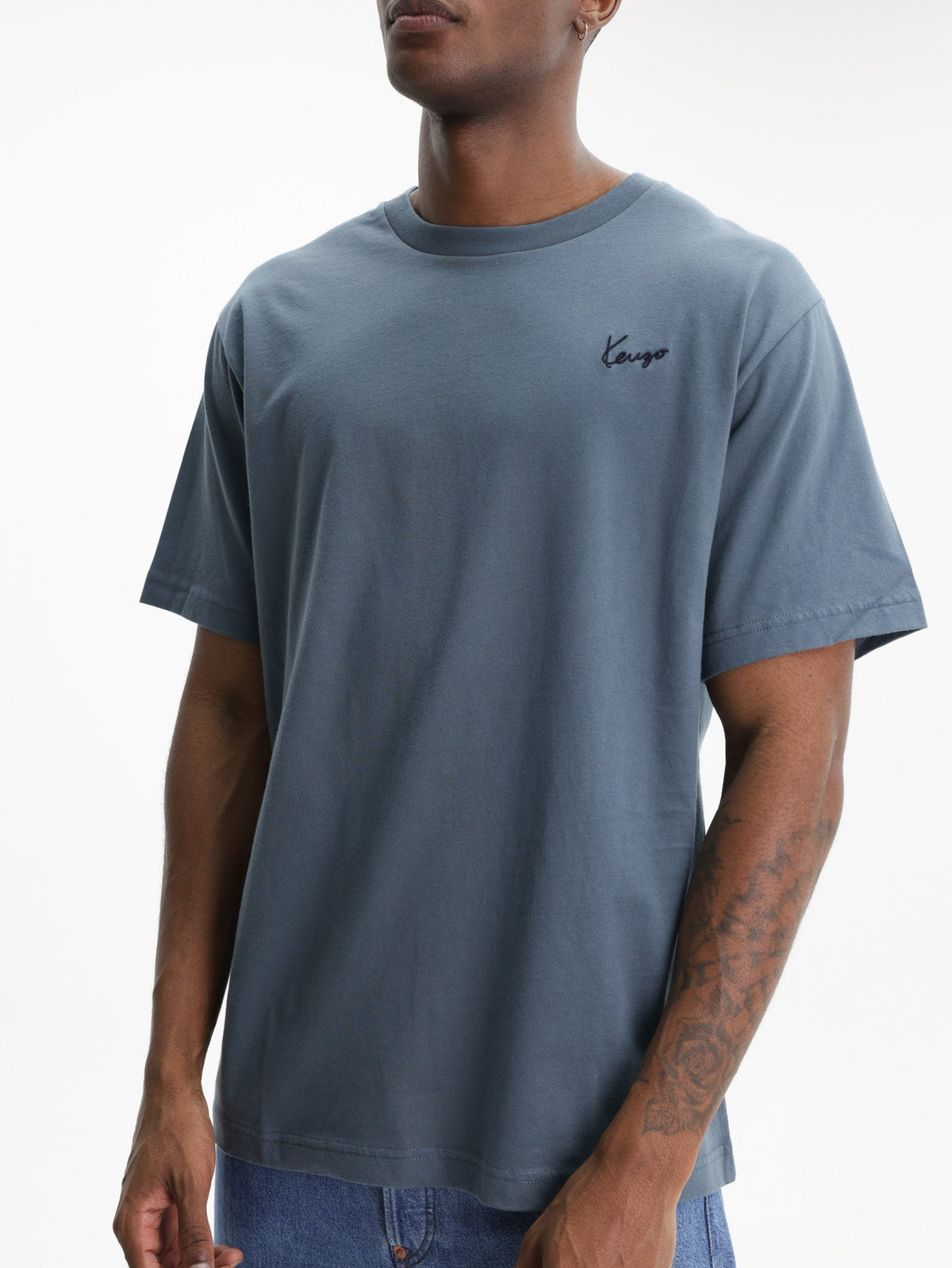 Kenzo T-Shirt Signature Embroidery Blue