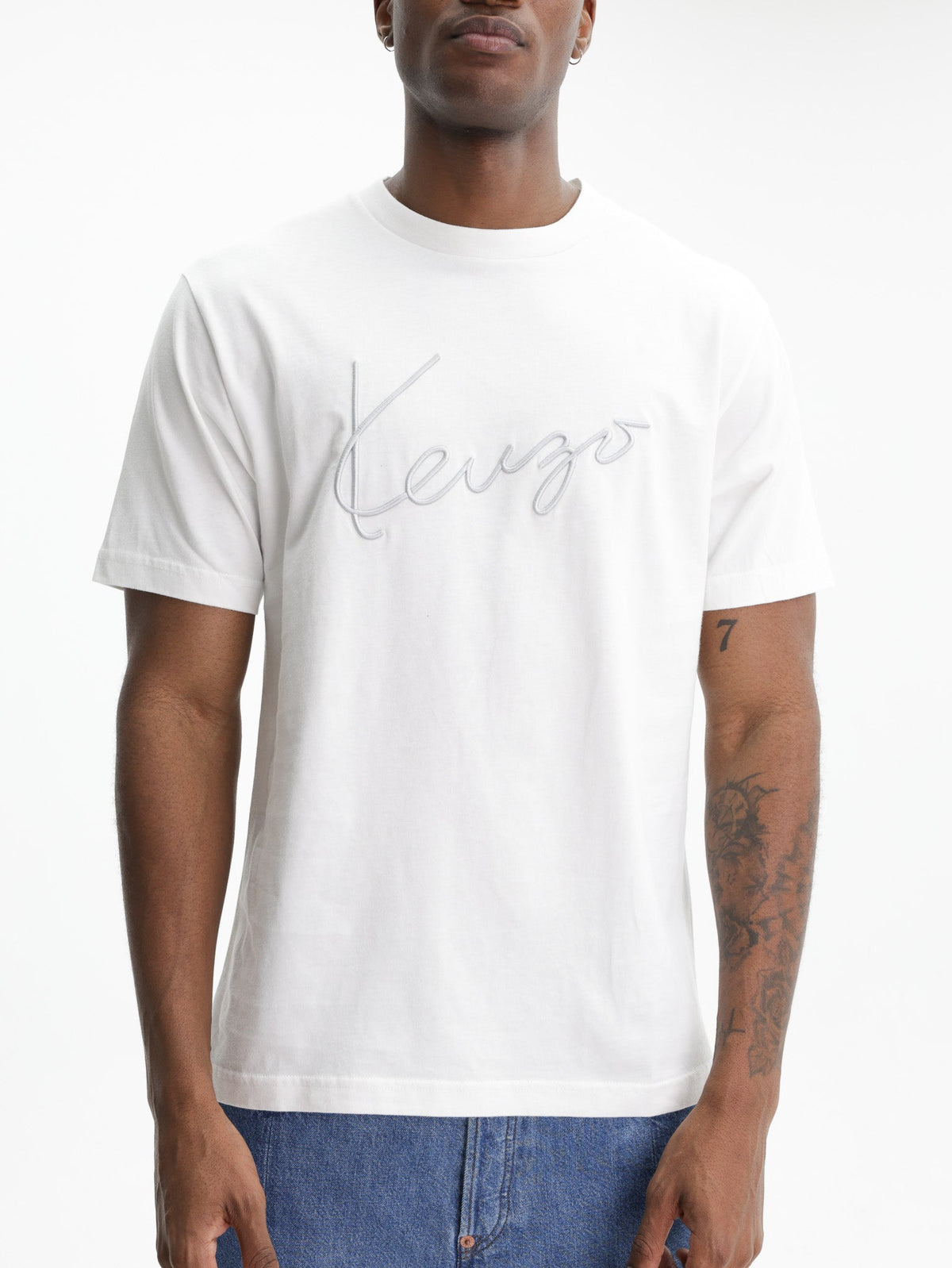 Kenzo T-Shirt Signature Embroidery Off White