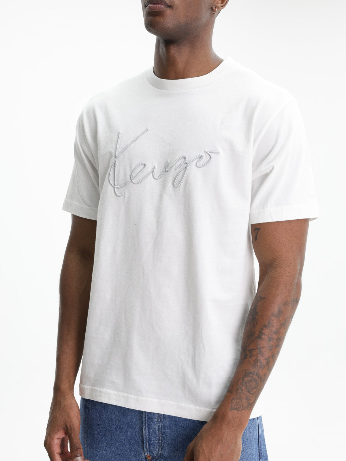 Kenzo T-Shirt Signature Embroidery Off White